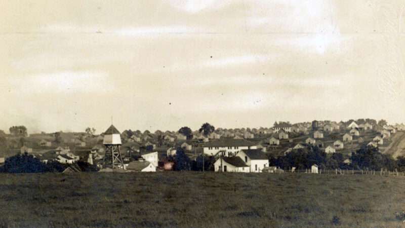 A 1910 photograph of houses and other buildings in Buxton, Iowa