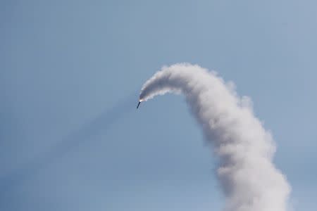 An Iron Dome launcher fires an interceptor rocket in the southern Israeli city of Ashkelon July 14, 2018 REUTERS/Amir Cohen