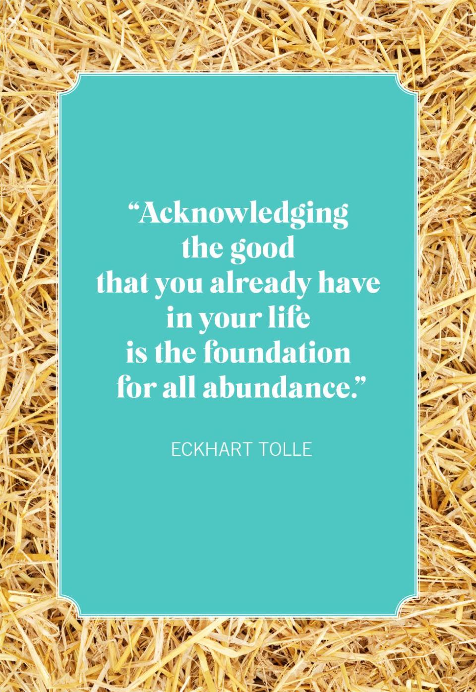 <p>"Acknowledging the good that you already have in your life is the foundation for all abundance."</p>