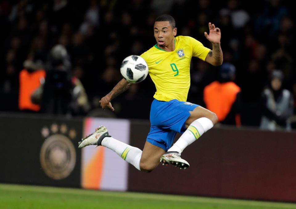 Brazil's Gabriel Jesus has five goals for Arsenal this season. Brazil opens Group G play against Serbia on Nov. 24.