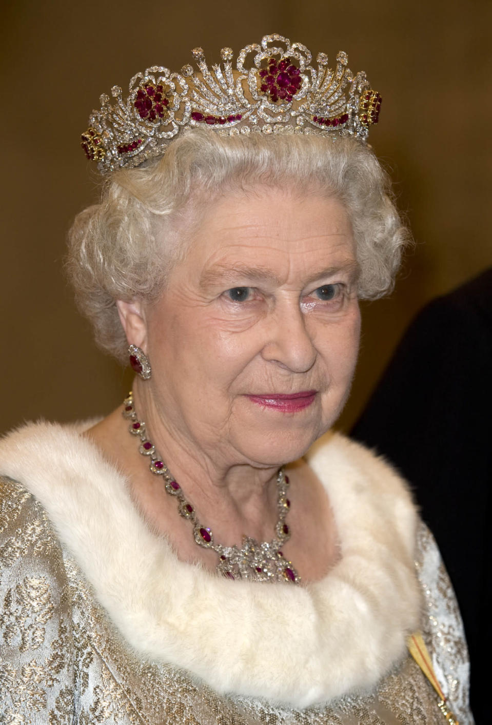 Queen Elizabeth II wearing the Burmese ruby tiara in 2008