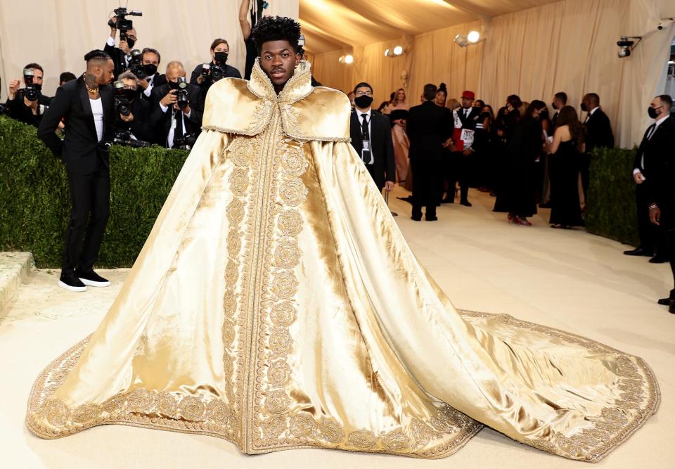 Lil Nas X attends The 2021 Met Gala Celebrating In America: A Lexicon Of Fashion at Metropolitan Museum of Art on September 13, 2021 in New York City