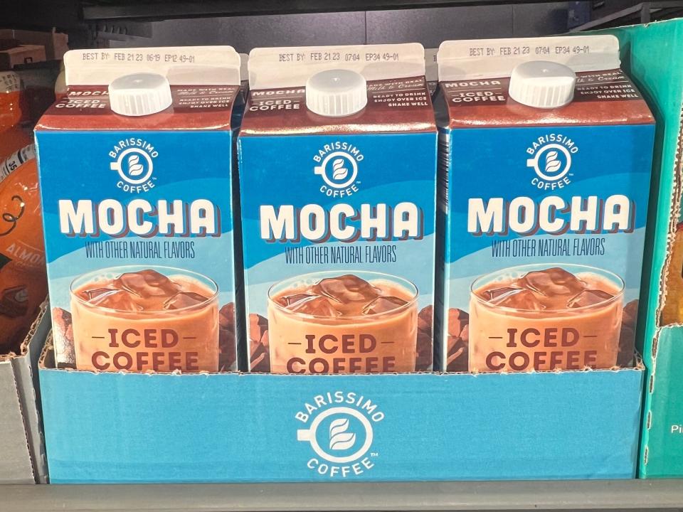 Cartons of mocha iced coffee at Aldi