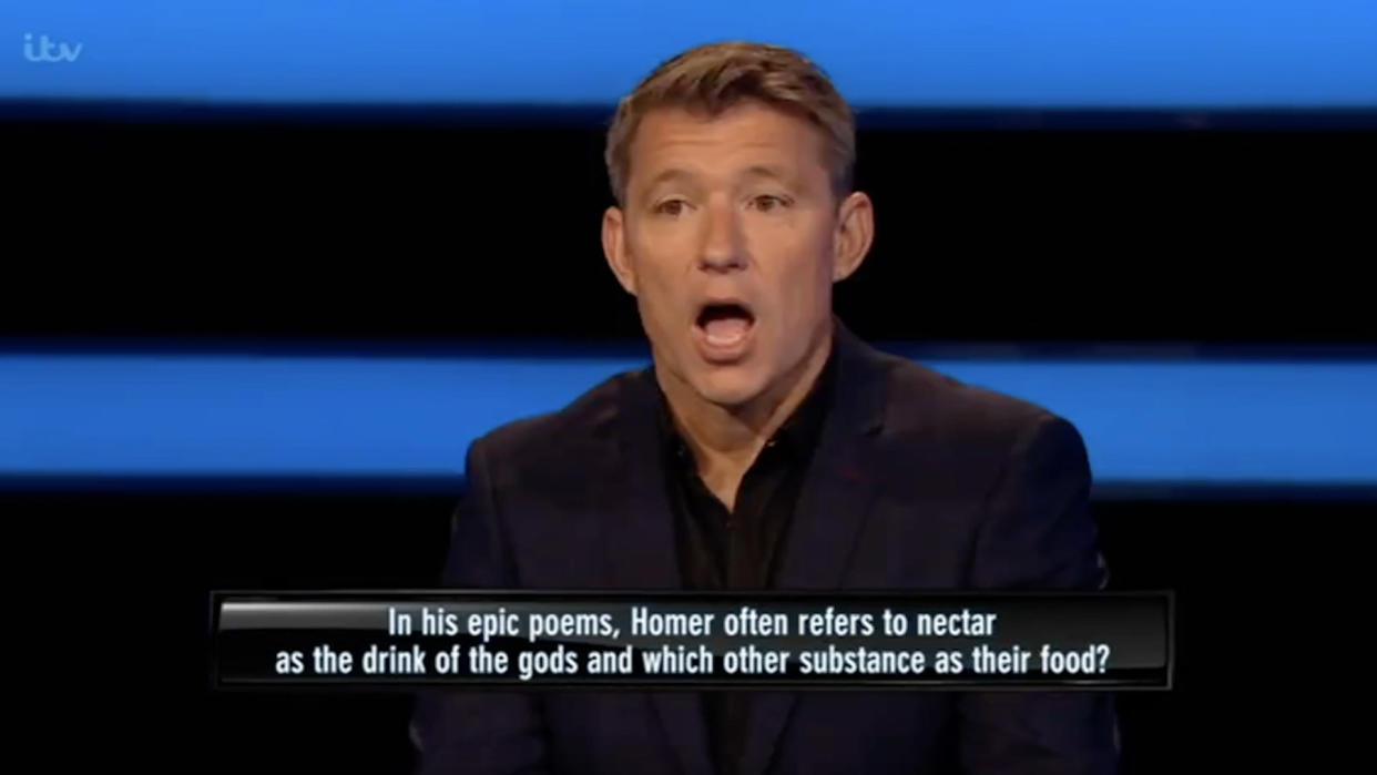 <p>A contestant on ITV's Tipping Point quiz show confused his Greek poets with his animated sitcom dads, and host Ben Shephard could not hide his enjoyment of the mix up.</p>