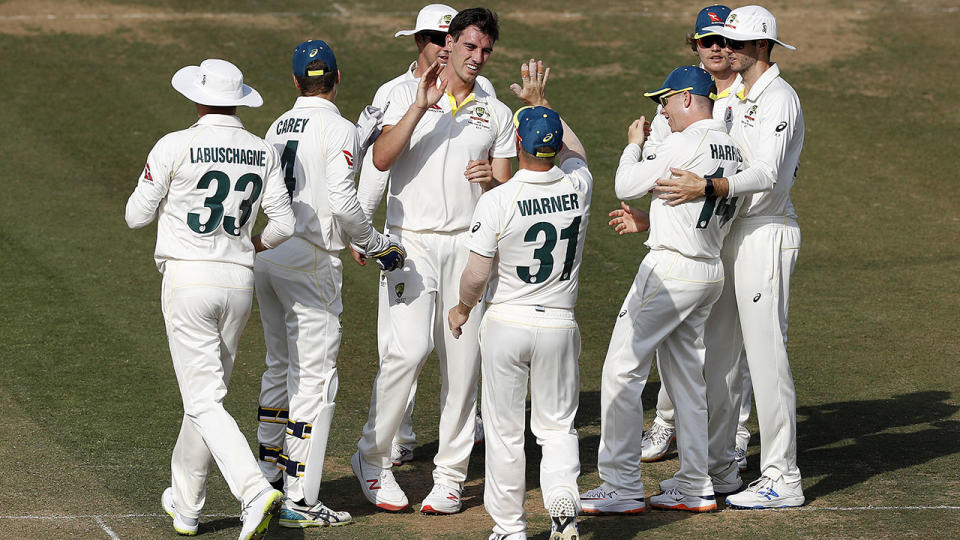 Pat Cummins was in the wickets. (Photo by Ryan Pierse/Getty Images)