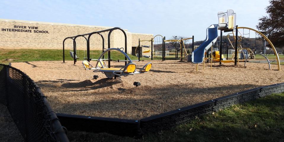 Foundation Park at River View Intermediate School features 12 pieces of equipment, fencing and mulching made possible by grants, donations and fundraising.