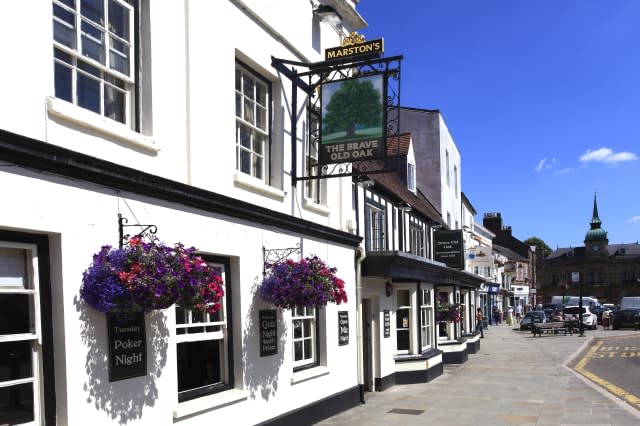 Town centre view, Towcester town, Northamptonshire County, England; Britain; UK