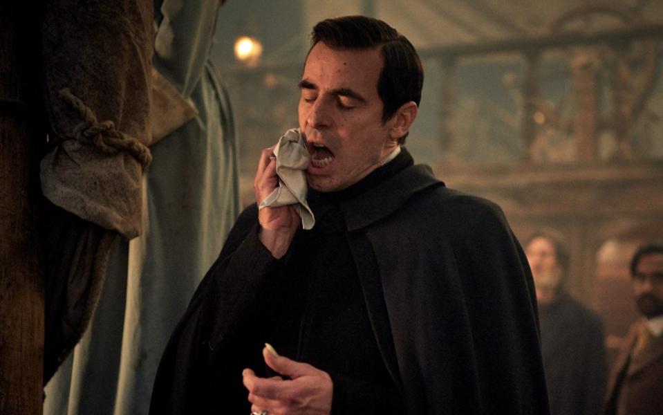 Dracula (Claes Bang) sates his thirst on the long voyage to England - BBC