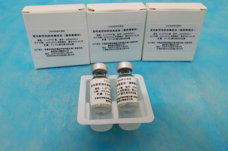 FILE PHOTO: Vials of a COVID-19 vaccine candidate pictured in Wuhan