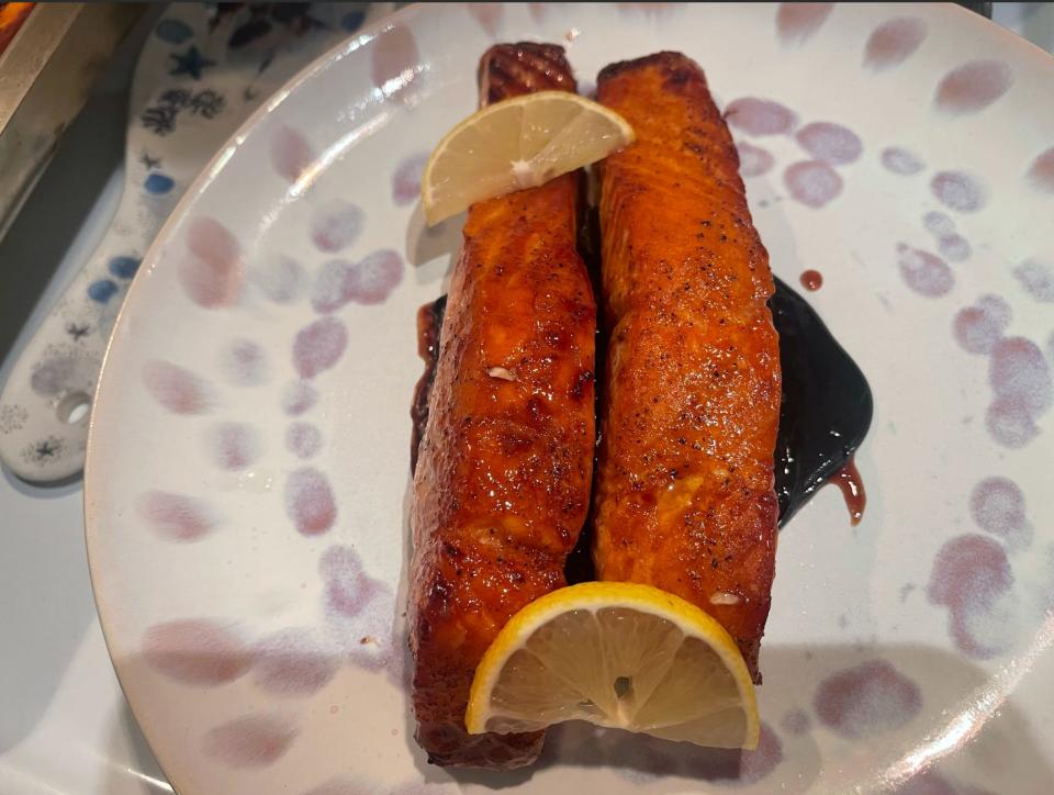 Results of Sunny Anderson's baked-salmon recipe.