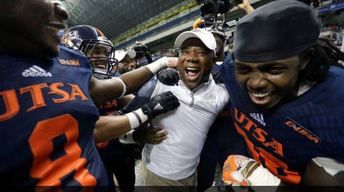 Frank Wilson led Texas-San Antonio to its first bowl game in 2016. Three years later, he decided to move a rarely-used wide receiver to UTSA cornerback. Now Tariq Woolen is a standout rookie starting cornerback for the Seahawks.