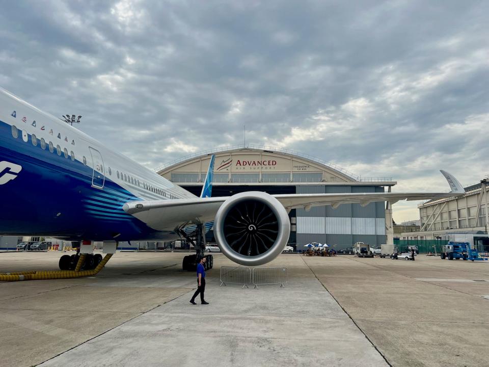 Boeing 777X airplane engine.