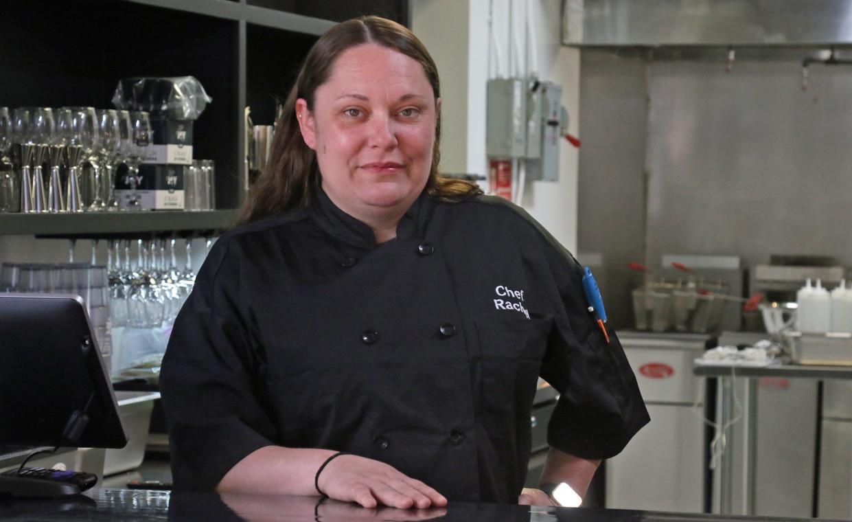 Chef Rachel Perry stands inside Mic’s Kitchen on West Main Avenue in Gastonia.