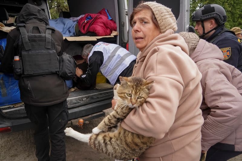 Local residents evacuate to Kharkiv due to Russian shelling near the town of Vovchansk