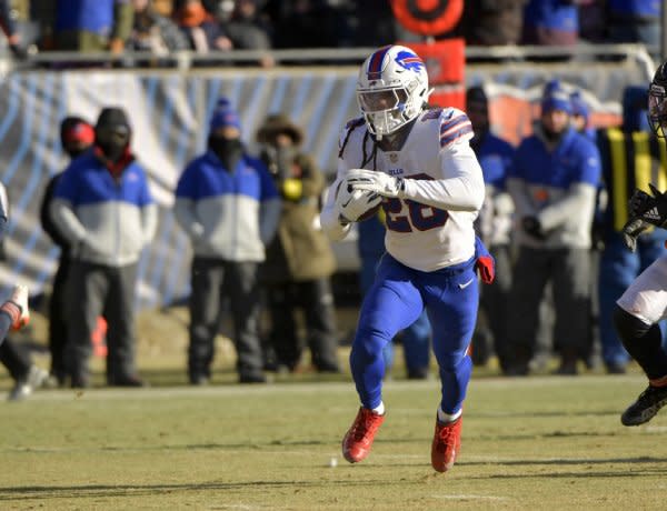 Buffalo Bills running back James Cook should only be selected for depth or as a streaming play in fantasy football drafts. File Photo by Mark Black/UPI