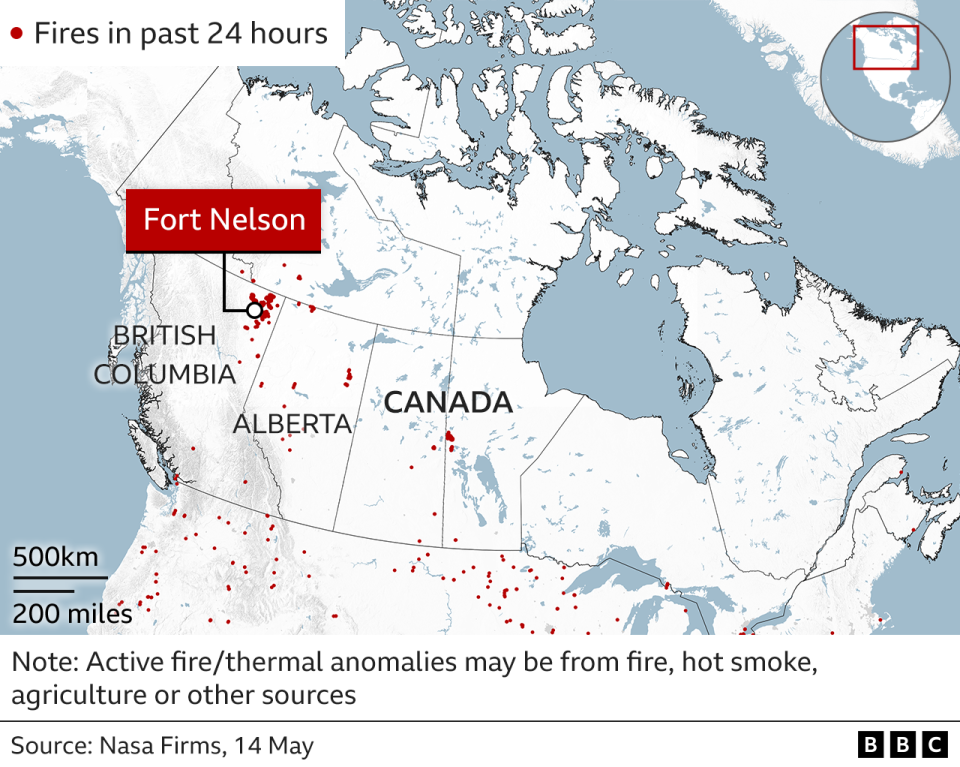 Graphic showing fires in past 24 hours