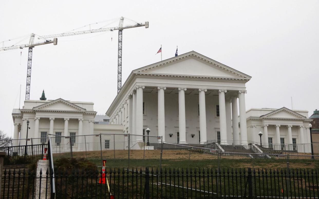 Chain link fence erected ahead of gun rights rally in Richmond Virginia - REUTERS