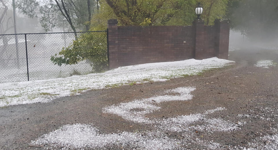 Closeburn, Queensland was lashed by hail (pictured)