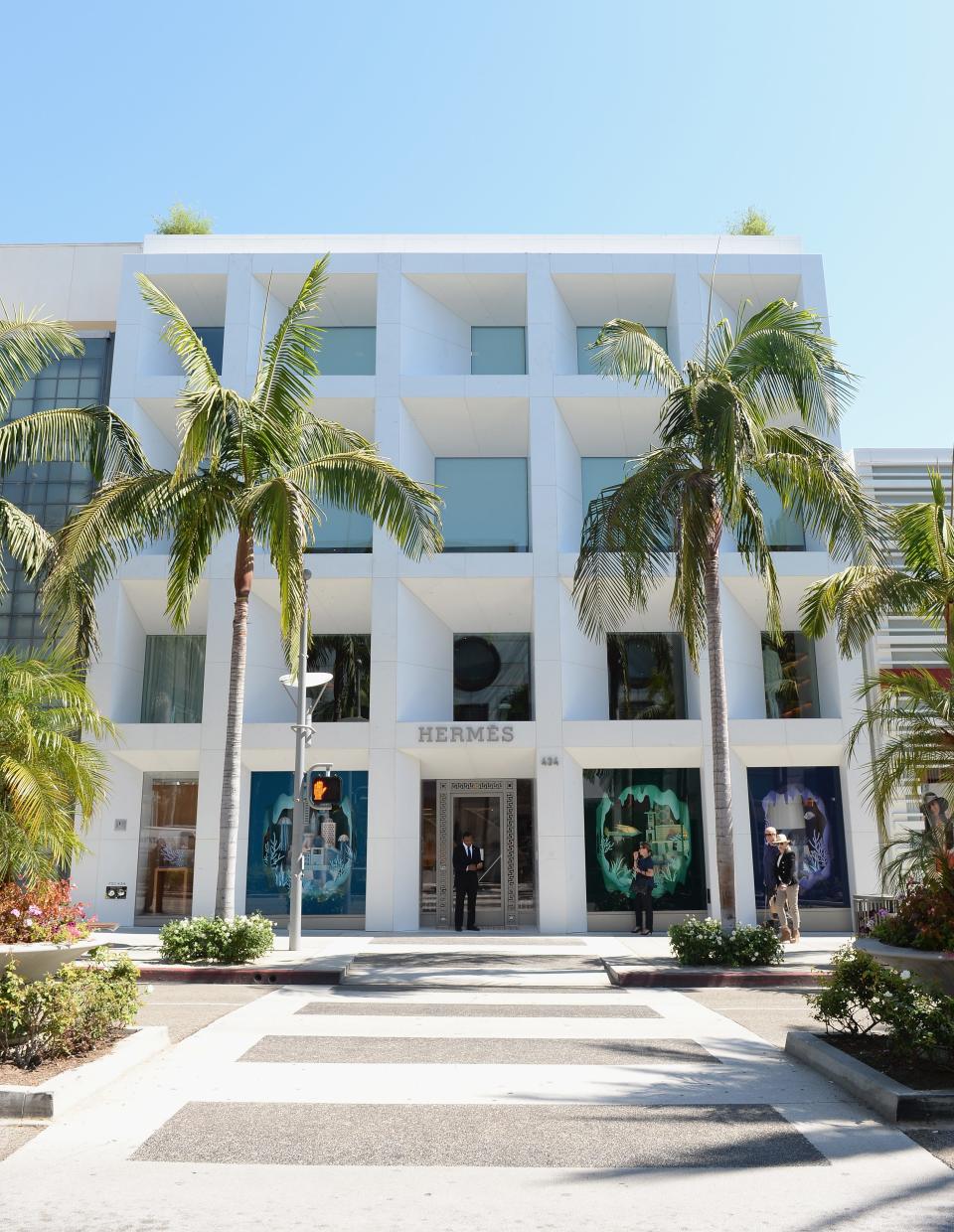 The exterior of the new Hermes Beverly Hills Boutique is seen on September 3, 2013 in Beverly Hills, California.