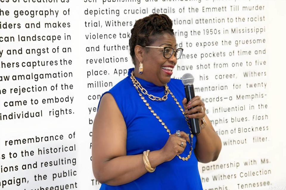 Rosalind Withers at the opening of ‘Flash Points The Photography of Ernest C. Withers,’ at the The Arts and Recreation Center in Opa-locka. The free exhibit runs through Thursday, Aug. 31.