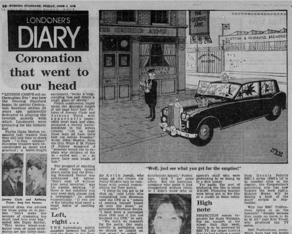 The Londoner’s Diary, 2nd June 1978 (Evening Standard Londoner’s Diary 2nd June 1978)