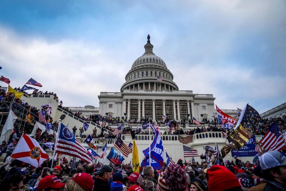 PHOTO: Trump supporters near the US Capitol following a 'Stop the Steal' rally on Jan. 6, 2021, in Washington, D.C. (NurPhoto via Getty Images, FILE)