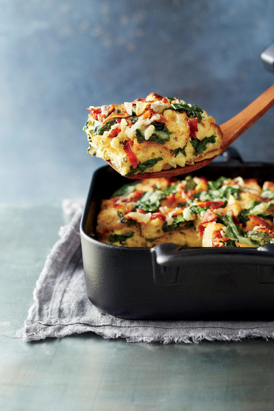 Spinach, Bacon, and Gruyère Breakfast Strata