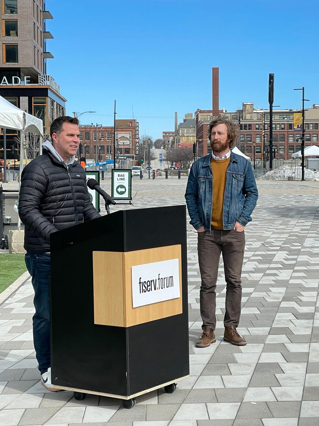 Michael Belot, left, vice president of Bucks Ventures & Development, and Chip Hazewski, Road Races Director of USA TODAY NETWORK Ventures, tried to bring back the beleagued Milwaukee Marathon before the 2023 event was canceled Saturday because of snow.