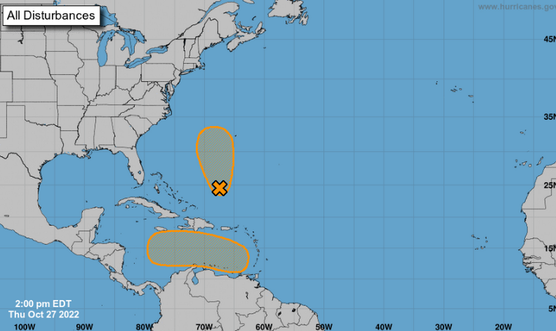 Forecasters are watching two disturbances with a medium chance of formation within the next two to five days.