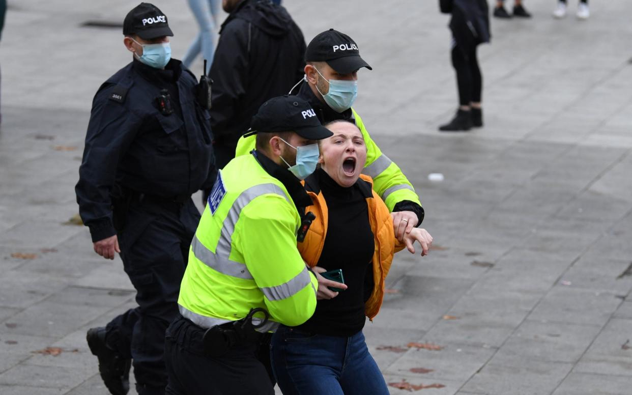 Arrests were made after an anti-lockdown protest marched on Bristol city centre -  Matthew Horwood