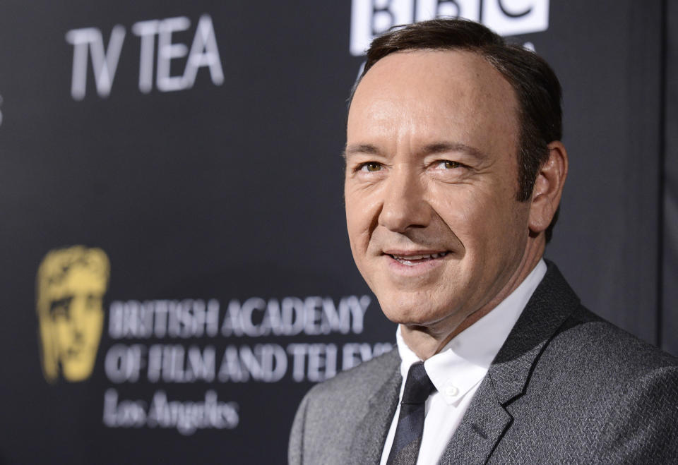 Actor Kevin Spacey arrives at the BAFTA's Los Angeles TV Tea party at the SLS Hotel on Saturday, Sept. 21, 2013 in Los Angeles. (Photo by Dan Steinberg/Invision/AP)