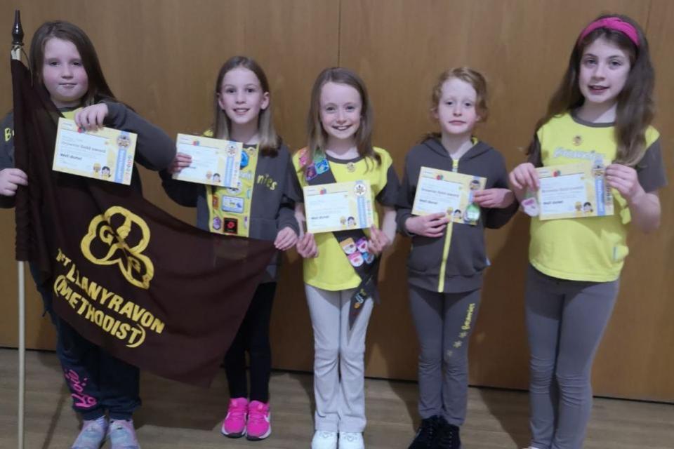 South Wales Argus: (Left to Right) : Melody Higgs, Imogen Hindley, Evie Parry, Abi Mitchell and Esther Davies, holding their gold award certificates.