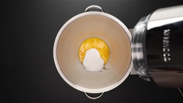 Egg yolks and sugar in Kenwood Chef XL Titanium stand mixer