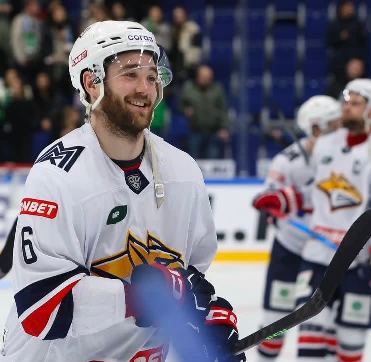 Josh Currie says he wasn't too exposed to the war in Ukraine while playing professional hockey in Russia. (Submitted by Josh Currie - image credit)