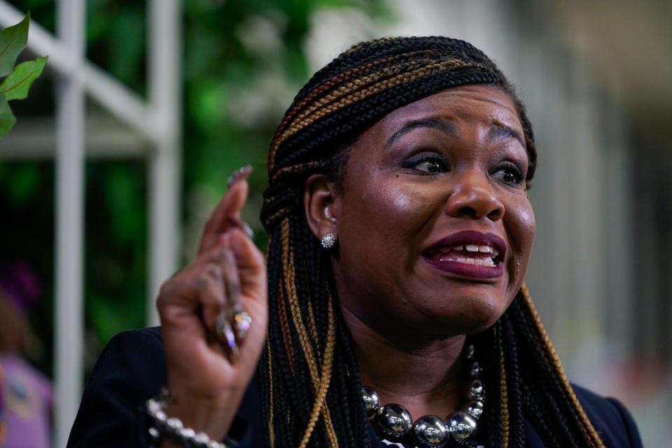 Cori Bush speaks in a 2021 interview (Copyright 2021 The Associated Press. All rights reserved.)