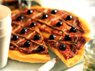 Pissaladière is a French style pizza topped with tomato, onions, black olives and anchovies. View recipe