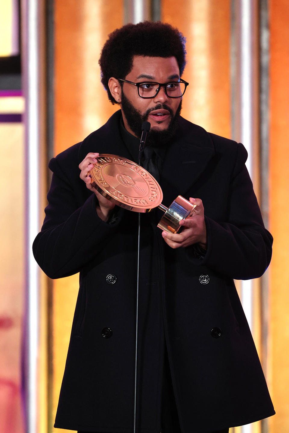 WEST HOLLYWOOD, CALIFORNIA - SEPTEMBER 23: <> speaks onstage during the Music in Action Awards Ceremony hosted by The Black Music Action Coalition at 1 Hotel West Hollywood on September 23, 2021 in West Hollywood, California. (Photo by Kevin Winter/Getty Images for ABA)