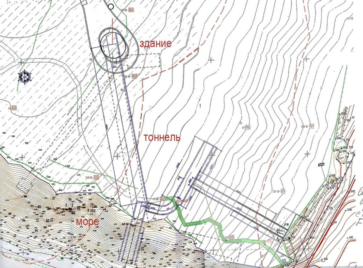 There is also an elevator shaft that connects the complex to the two tunnels, as revealed in one diagram - and the lower one has a walkway to the beach (Wayback Machine / Metro Style)