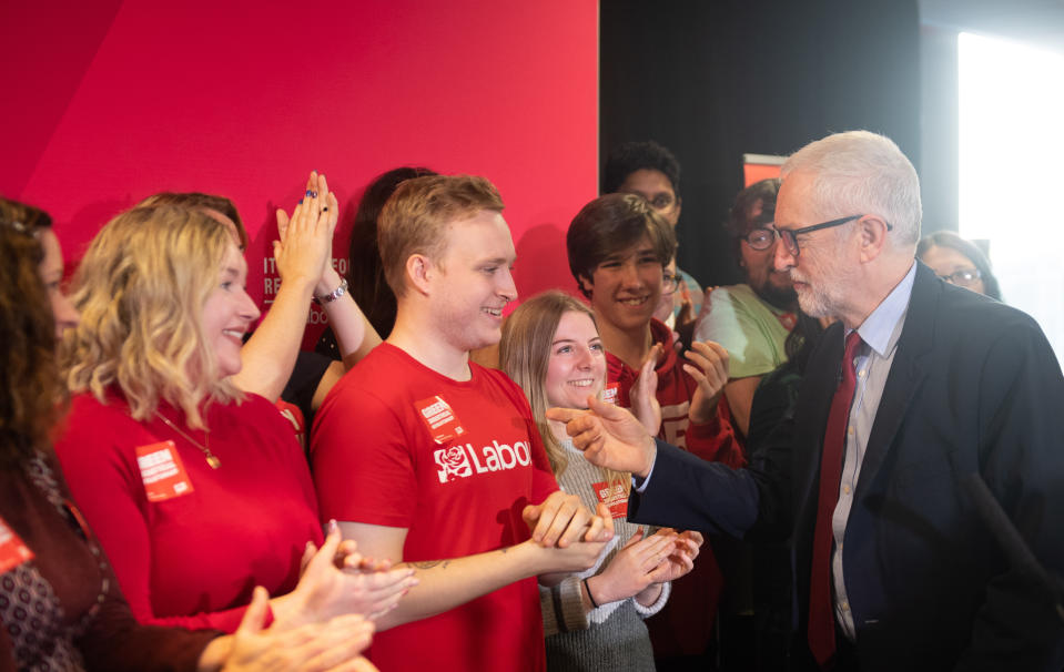 Labour Party leader Jeremy Corbyn makes a speech setting out the party's environment policies at Southampton Football Club in Hampshire, while on the General Election campaign trail.