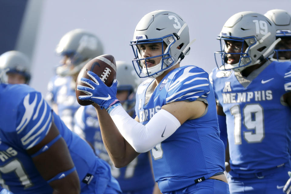 Memphis quarterback Brady White and the Tigers are in a New Year's Six bowl for the first time. (AP Photo/Mark Humphrey)