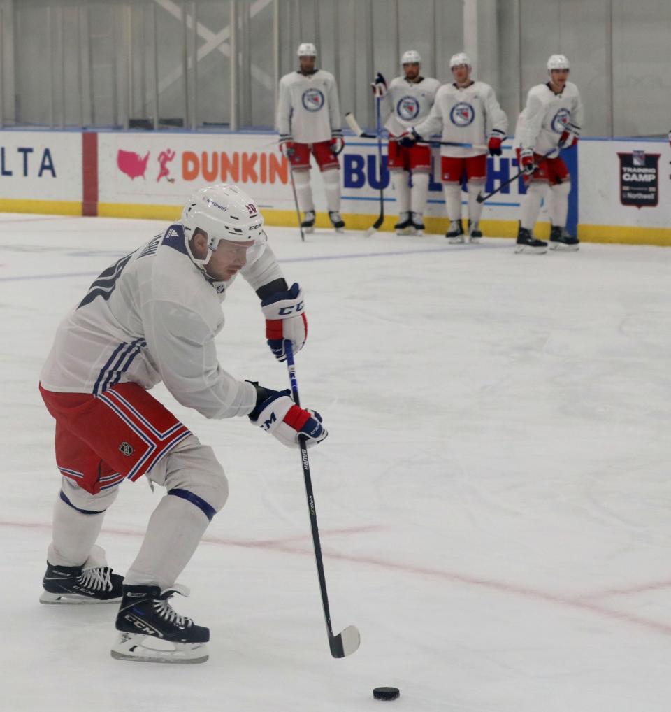 New York Rangers Artemi Panarin is pictured during a training session at their facility in Tarrytown, Sept. 22, 2023.