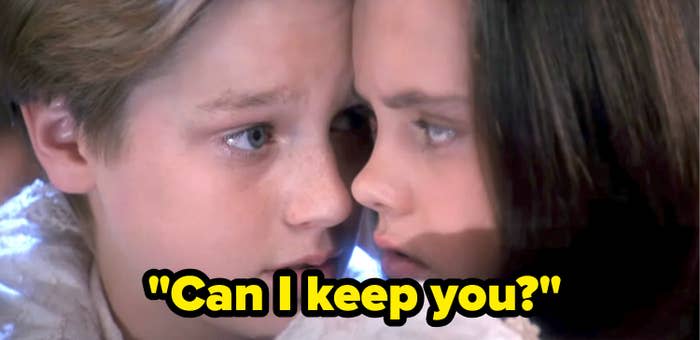 Boy asks, "can i keep you?"