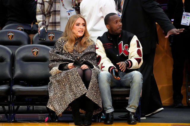 Adele Wore an All-Leather Jumpsuit and Louis Vuitton Coat Courtside