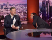 Britain's Secretary of State for Digital, Culture, Media and Sport, Matt Hancock, and Labour Party Shadow International Trade Secretary, Barry Gardiner, appear on the BBC's Marr Show in London, Britain, May 20, 2018. Jeff Overs/BBC/Handout via REUTERS