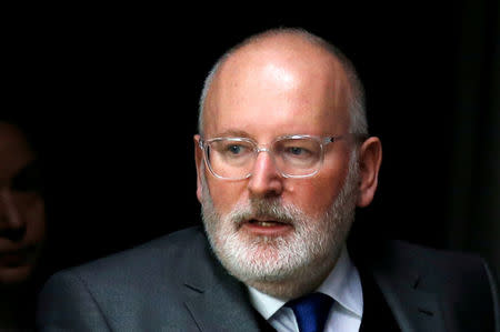 FILE PHOTO: European Commission First Vice President Frans Timmermans arrives to address a news conference during a European Union's General Affairs Council in Brussels, Belgium, February 27, 2018. REUTERS/Francois Lenoir/File Photo