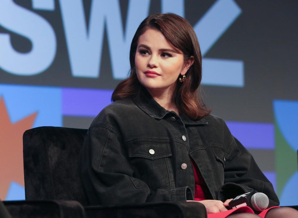 Selena Gomez appears on a SXSW panel, "Mindfulness Over Perfection: Getting Real on Mental Health" on March 10, 2024, in Austin, Texas.