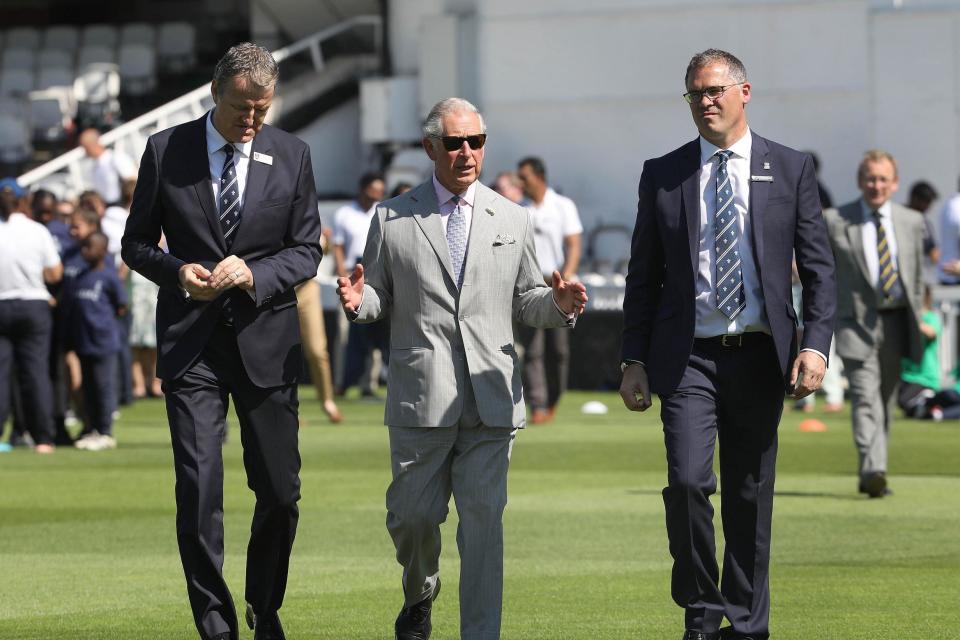 Ambitious | Surrey CEO Richard Gould (right) with Prince Charles and Surrey chairman, Richard Thompson (L): Philip Toscano/AFP/Getty Images