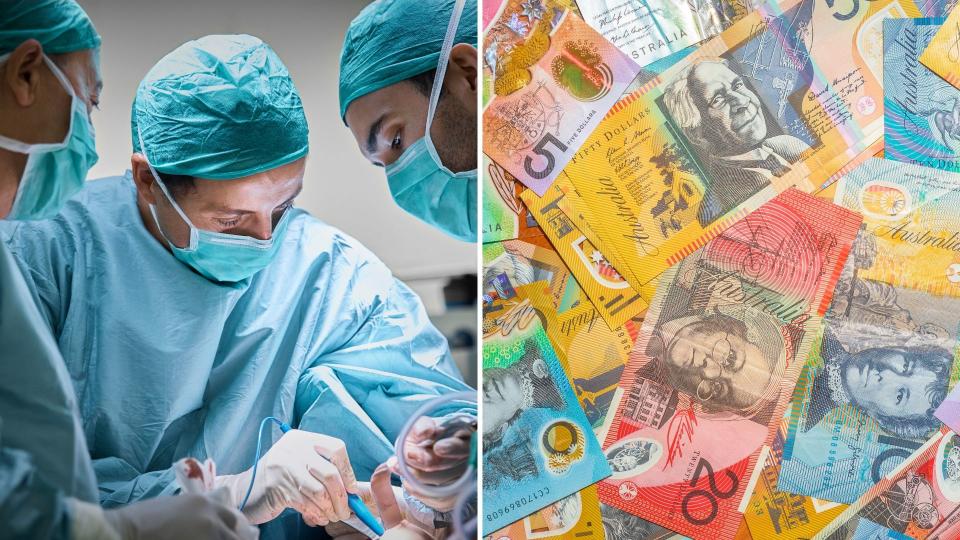 Pictured: Surgeons, and 2019 tax return cash. Images: Getty