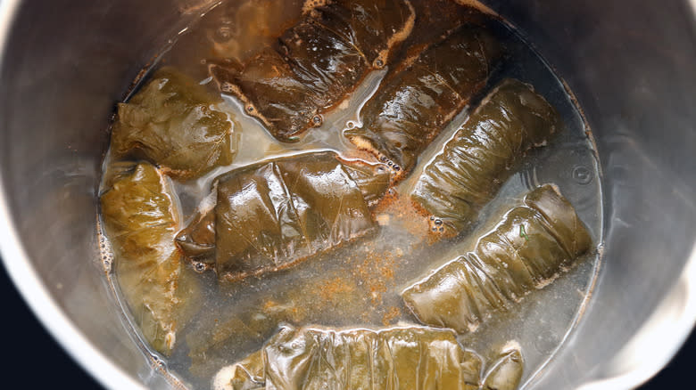 dolma cooking in pot