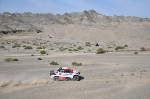 Nasser Al-Attiyah of Qatar wins the Silkway Rally for Toyota at then end of the 10th and final stage in Dunhuang, China